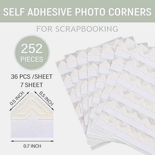 Miniatura 10 de Lineco Esquinas de fotos autoadhesivas, calidad de archivo, sensible a la presión sin ácidos, 0.5 pulgadas, útil para montaje de álbumes de recortes