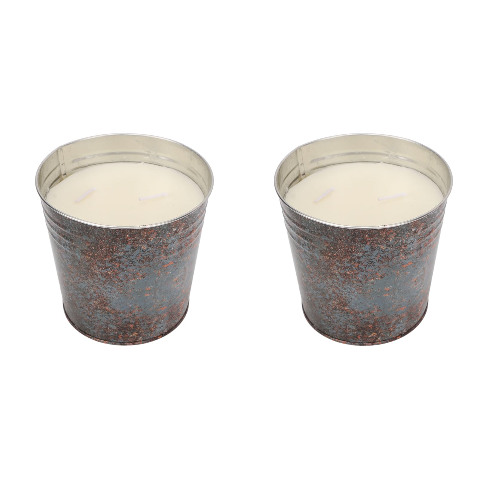 2 Pièces Grande Bougie à la Citronnelle à 3 Mèches pour le Camping en Plein Air Bougie D'aromathérapie à la Citronnelle, Petit Seau galvanisé avec Poignées pour la Décoration
