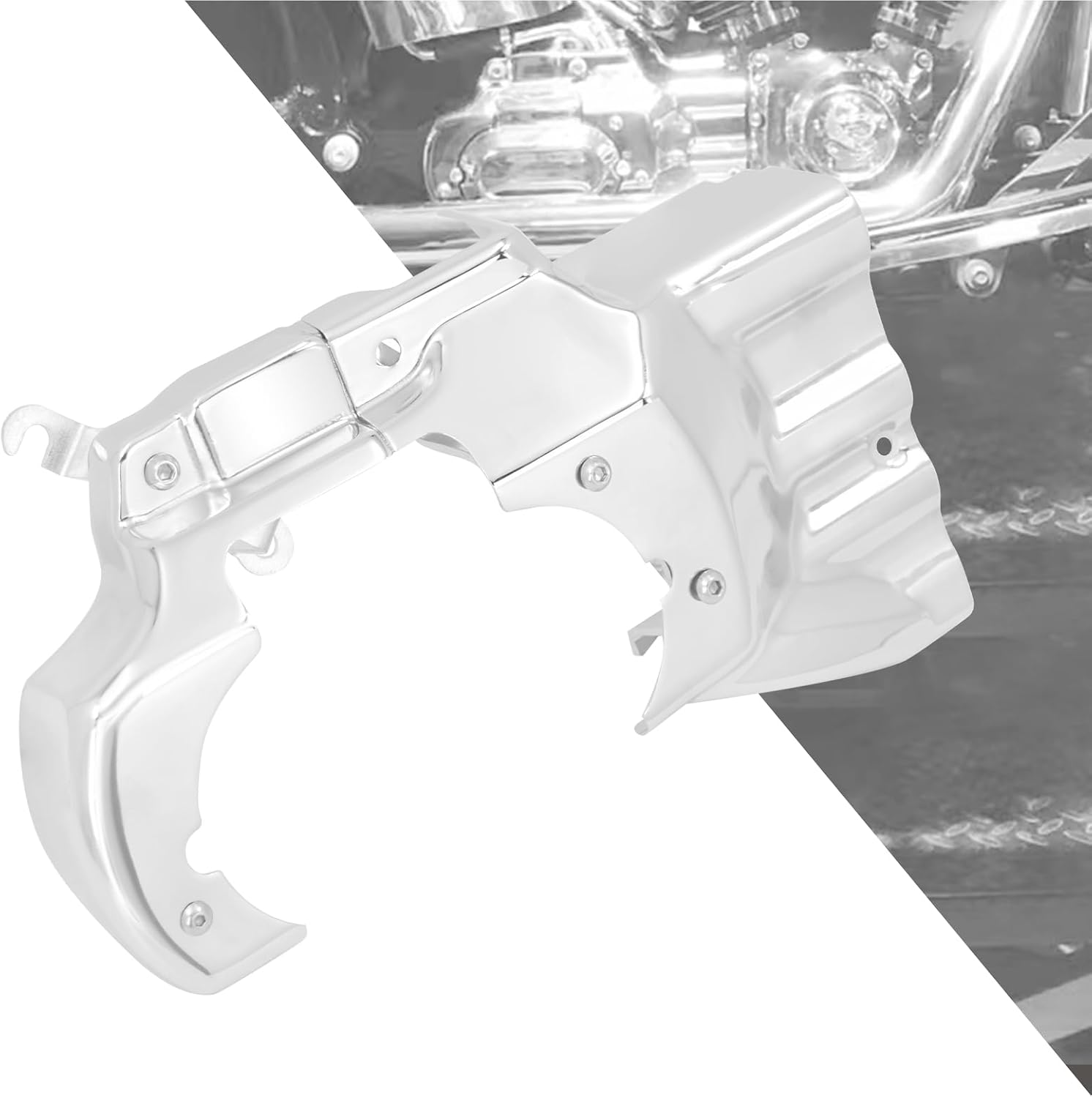 HDBUBALUS Motorcycle Engine Transmission Interface Cover Transmission Shroud Cover Fit For Harley Softail 2007-2017 Chrome