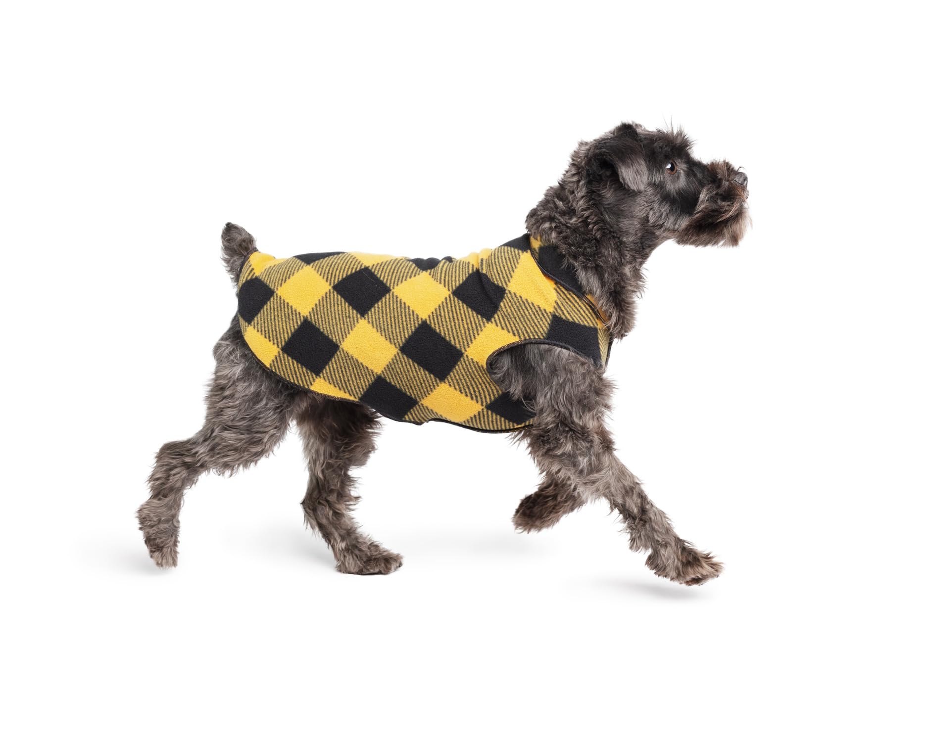 Gold Paw Stretch Fleece Dog Coat, Stretchy Pet Sweater, Machine Washable Pullover for Winter and Fall, Gold Buffalo Check, 24 โ image 1