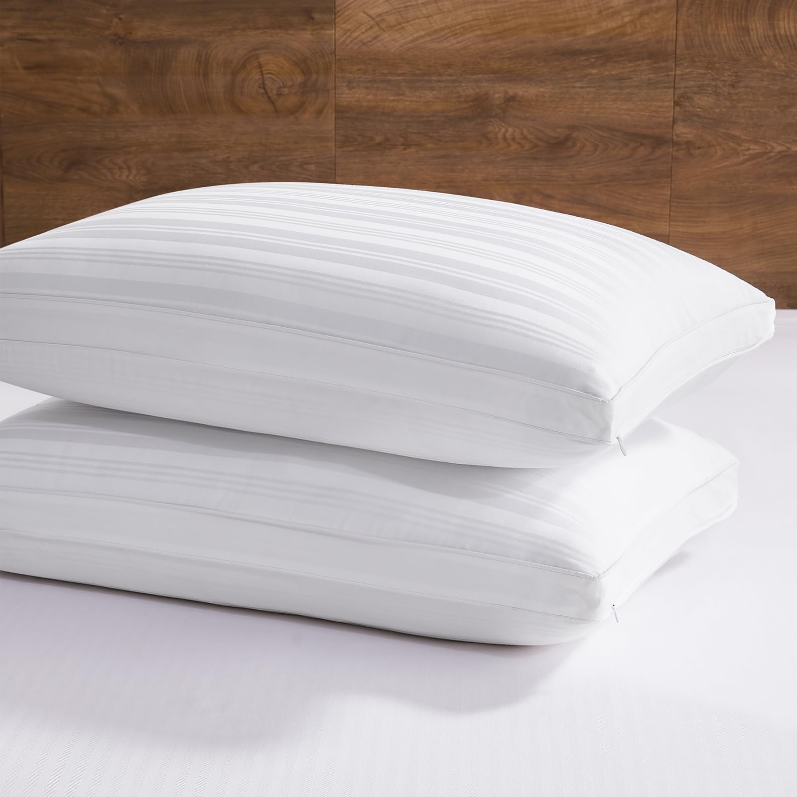 downluxe Goose Down Feather Pillow - 2 Pack Gusseted Bed Pillows for Sleeping with Premium Cooling Bamboo Shell, Down Pillow Queen Size(18"x26"x2")