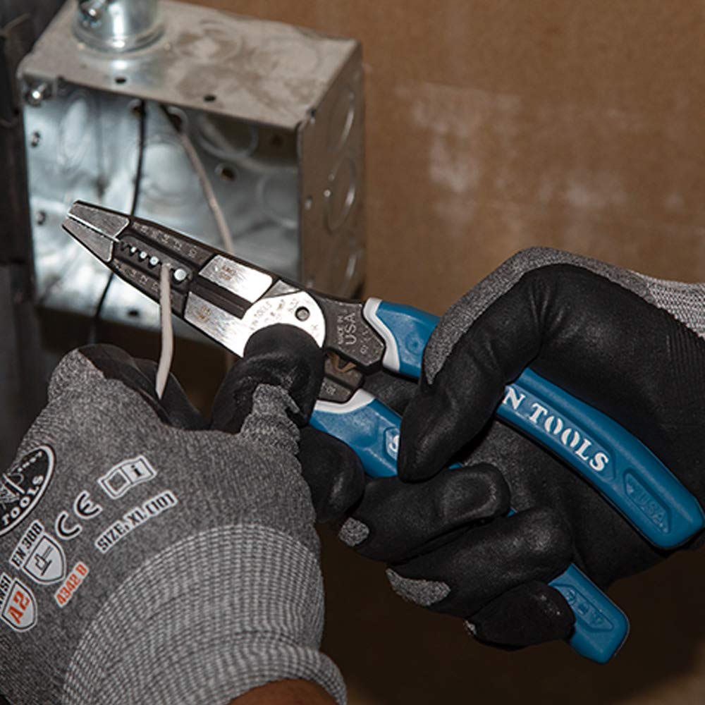 Klein Tools K12065CR narzędzie do ściągania izolacji/obcinarki, do cięcia, ściągania, zaciskania, skręcania (8-18 AWG solidne, 10-20 AWG)