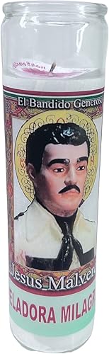 Miniatura 5 de Vela blanca de oración sin perfume el generoso vandit .Veladora de rezo Jesús Malverde oración de protección al reverso en español