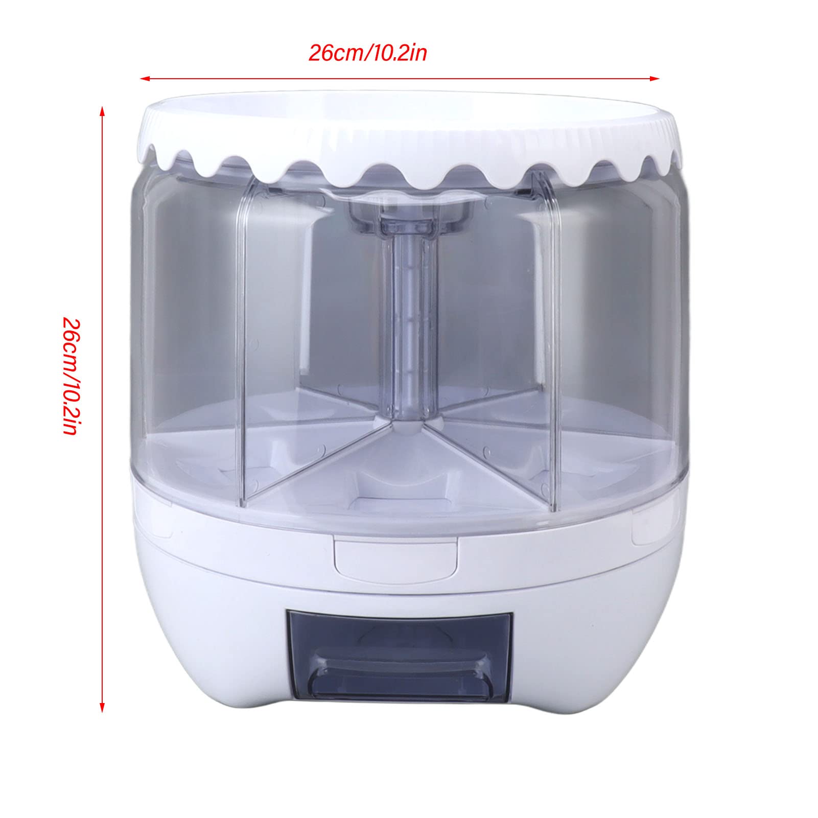 Contenedor de almacenamiento de arroz y cereales de 6 rejillas, dispensador de alimentos giratorio doble ed de 10000 ml para arroz negro, arroz amarillo y frijoles, dispensador de cereales