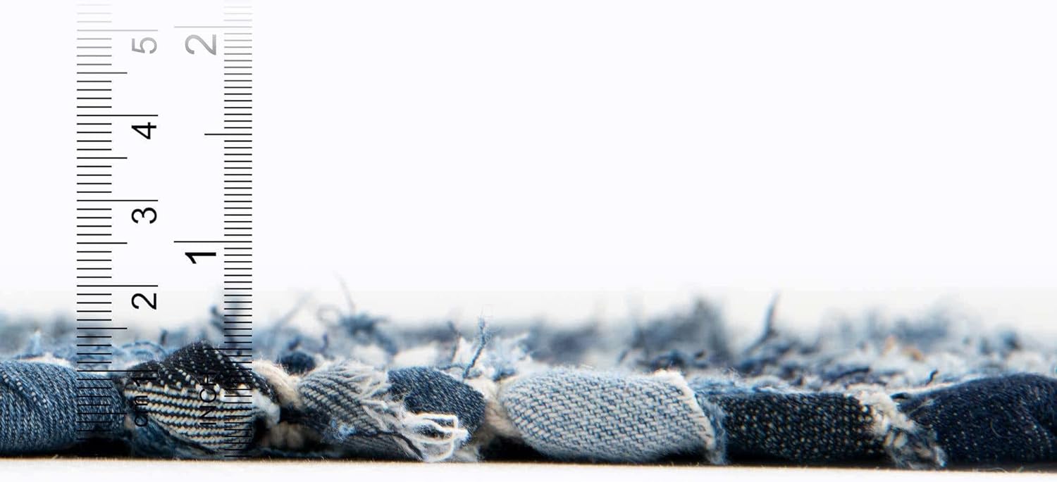 Unique Loom Chindi Cotton Collection Area Rug - Sally (2' 2" x 3' 1" Rectangle, Denim blue)