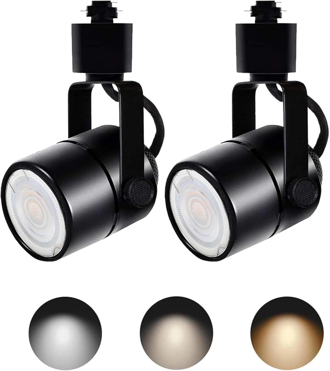 Dimmable LED luces de la pista, 2PCS 3CCT 3CCT H-tipo pista focos 10W GU10 pista luces cabeza ajustable 3000K/4000K/6000K techo focos reemplazo GU10 bombilla, Negro