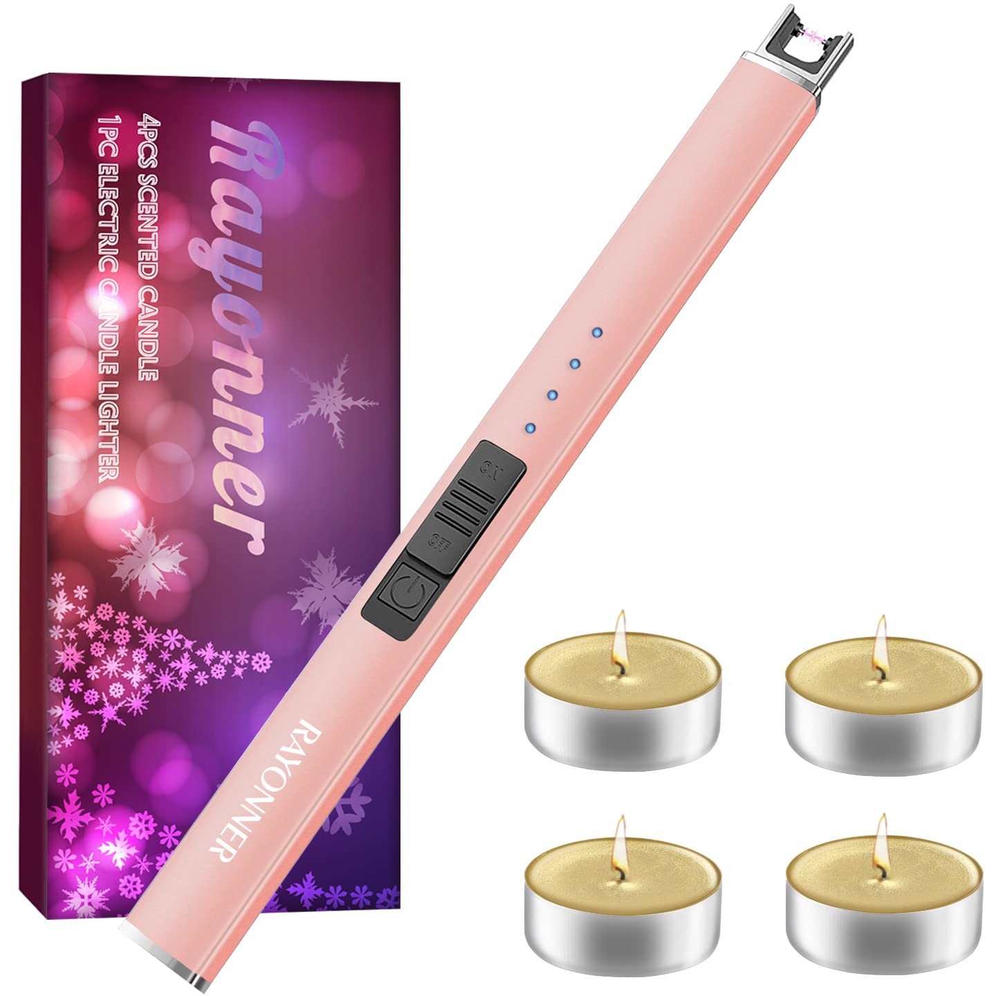 RAYONNER Candles Lighter Gift Set (1Count, Rose Gold)