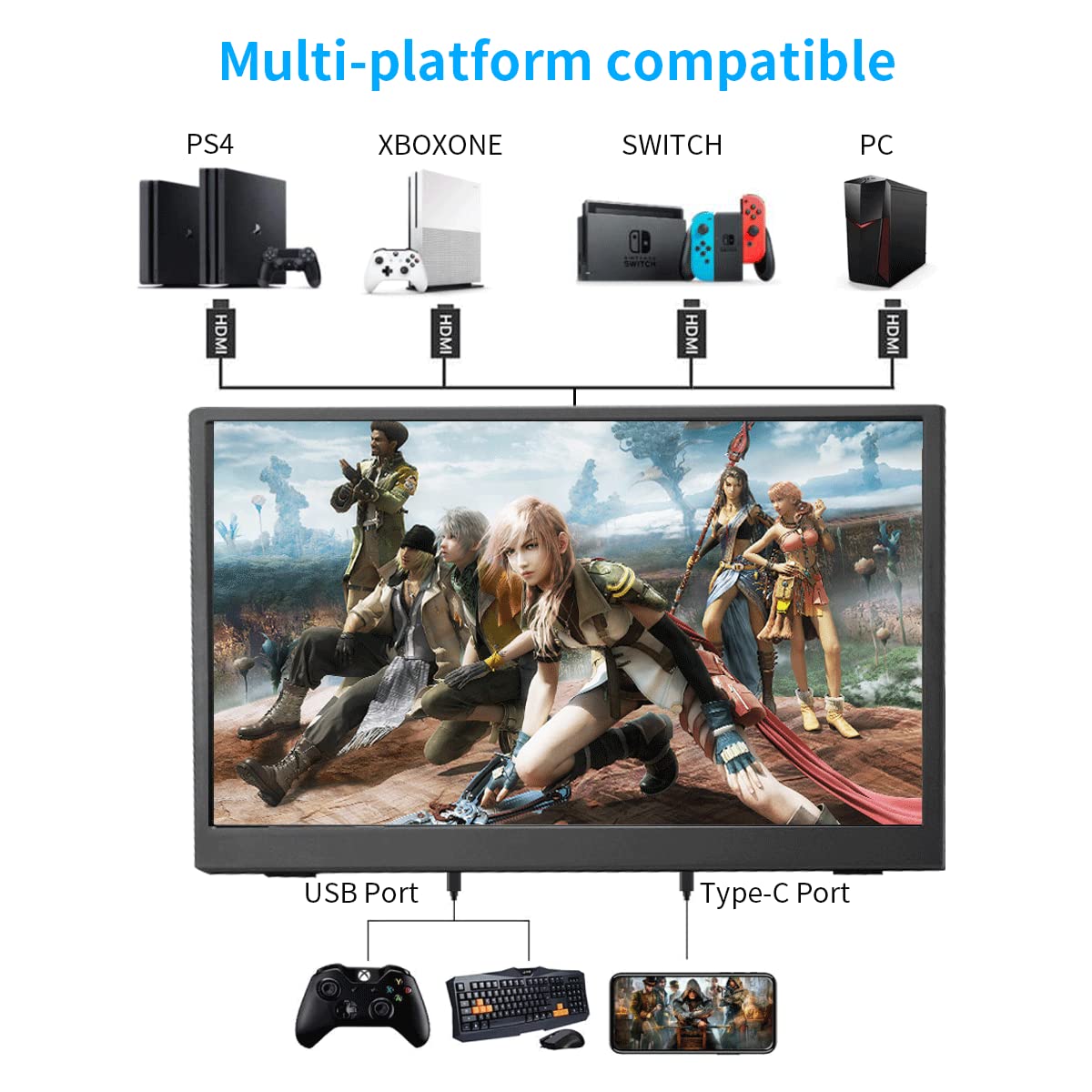 Amazon.co.jp: モバイルモニター13.3インチポータブルモニターIPS LCD