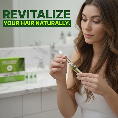 Miniatura 4 de Wellness Premium Products Ampollas de aceite de cáñamo para reparación del cabello para cabello seco y dañado, 10 mil - 10 por caja