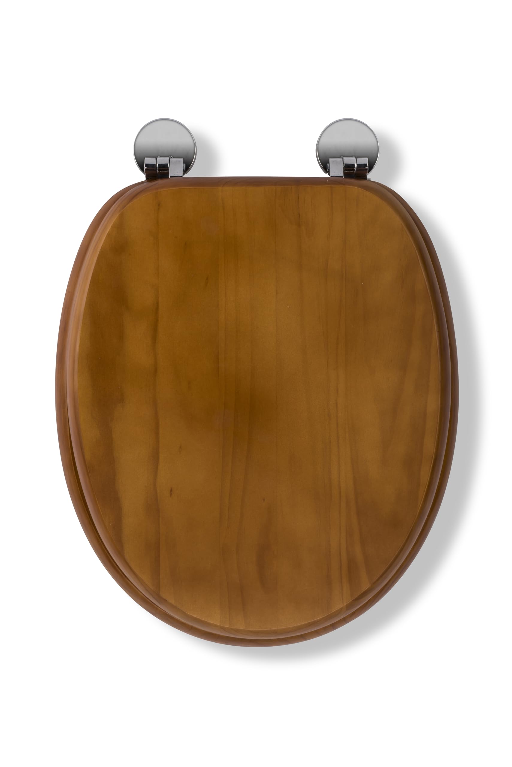 Croydex Antique Pine Davos Flexi-Fix Wooden Toilet Seat - Adjustable Hinges With Top & Bottom Fixings Included And Rust Free Chrome Plated Hinge Covers, Antibacterial Treated Surface (Antique Pine)