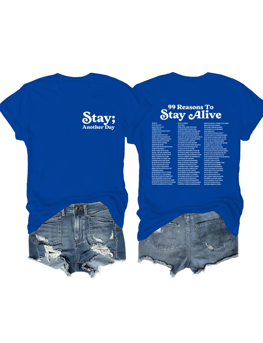 GenericStay Another Day T-Shirt, 99 Reasons to Stay Alive T-Shirt, Unisex 99 Reasons to Stay Alive Mental Health T-Shirt