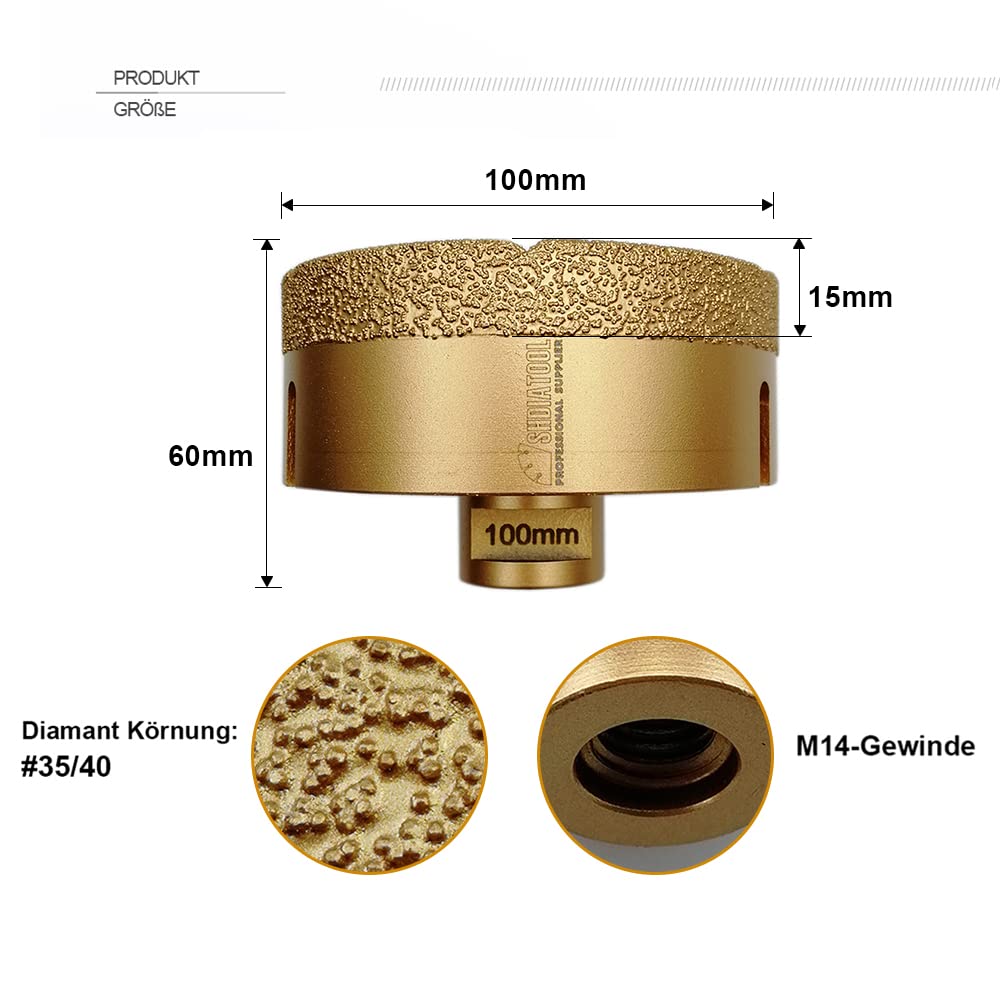 SHDIATOOL Diamantboor, 20 mm, vacuümlassen, voor droog boren