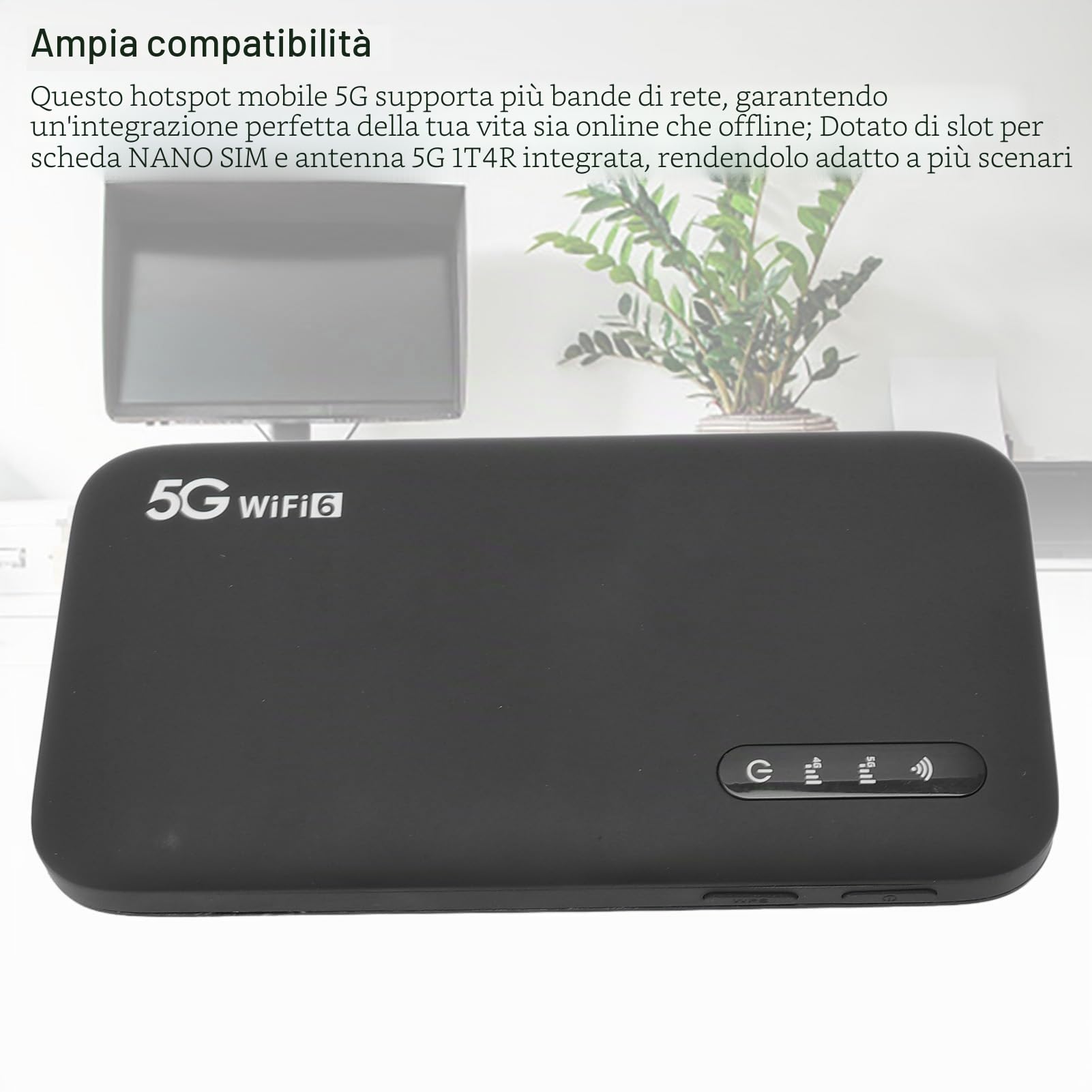 5G Mobile Hotspot WiFi 6, Router Portatile 5G con Slot per Schede SIM, Supporto a 16 Dispositivi da 6100 MAh, Dispositivi Internet Portatili per Viaggi e Utilizzo Domestico