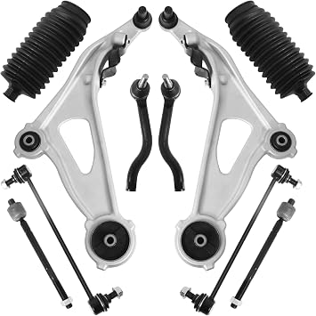 10Pcs Front Suspension Kit for 2013-2020 Nissan Pathfinder, In-finiti JX35 QX60, 2 Lower Control Arm w/Ball Joint 2 Sway Bar Link 4 Outer & Inner Tie Rod End # K623063 K750282 EV801209 ES801265