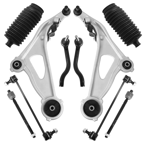 10Pcs Front Suspension Kit for 2013-2020 Nissan Pathfinder, In-finiti JX35 QX60, 2 Lower Control Arm w/Ball Joint 2 Sway Bar Link 4 Outer & Inner Tie Rod End (# K623063 K750282 EV801209 ES801265)
