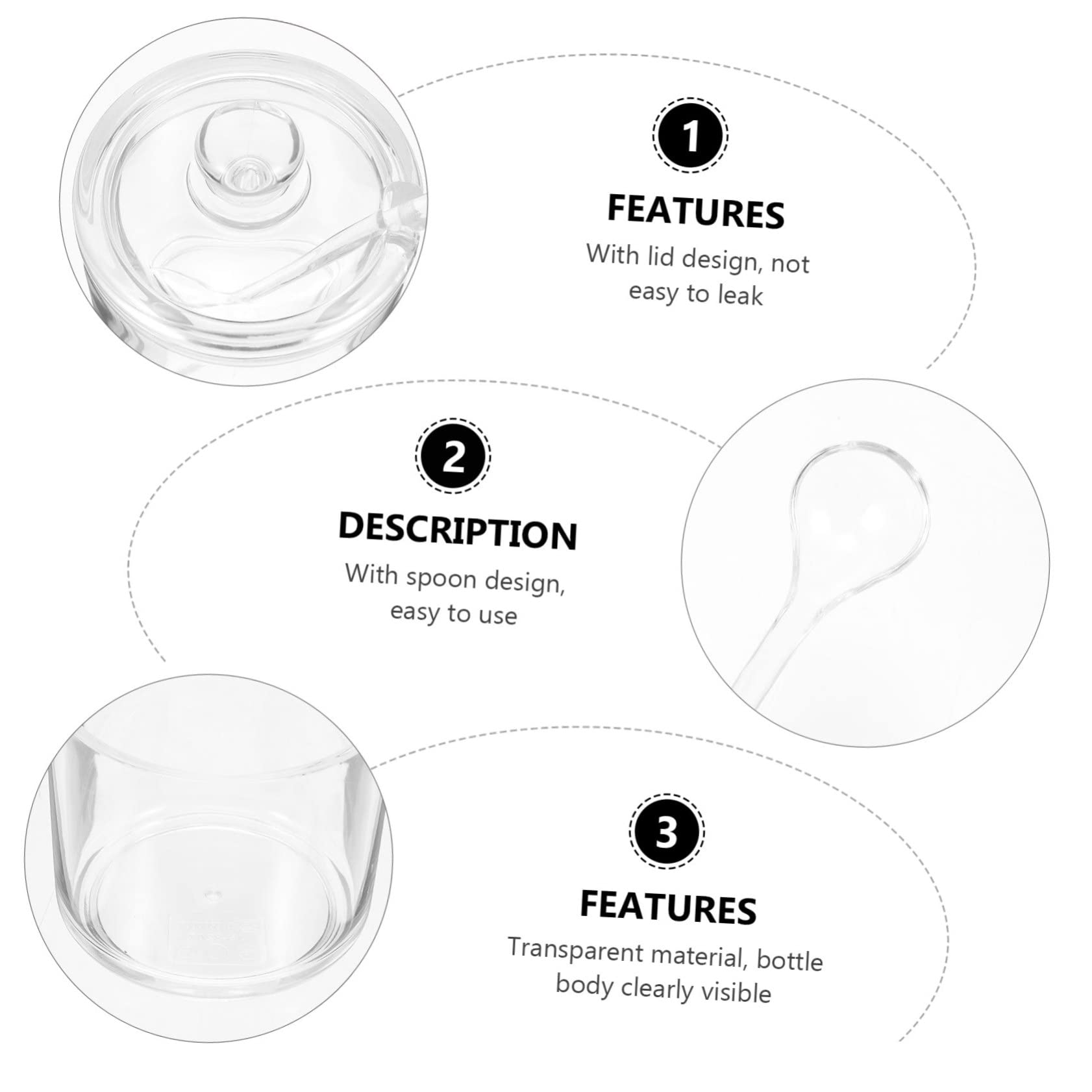 Alipis 4-piece Condiment Bottle Set Porcelain Sugar Bowl Acrylic Salt Jar Sugar Jar Lid Bowl Candy Salt and Storage Sets