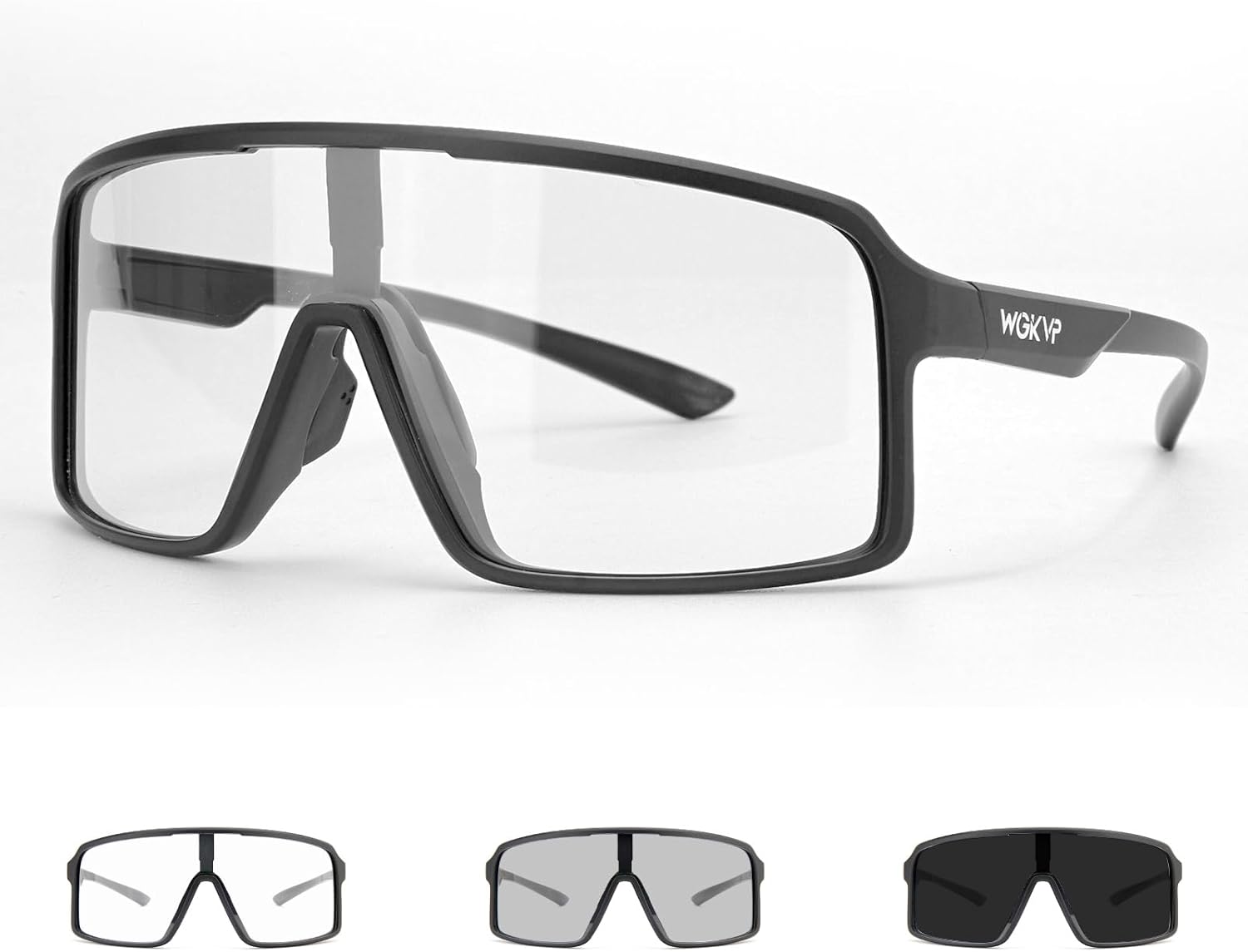 photochromic cycling glasses men sports sunglasses women for running bike golf bicycle, uv400 protection black frame