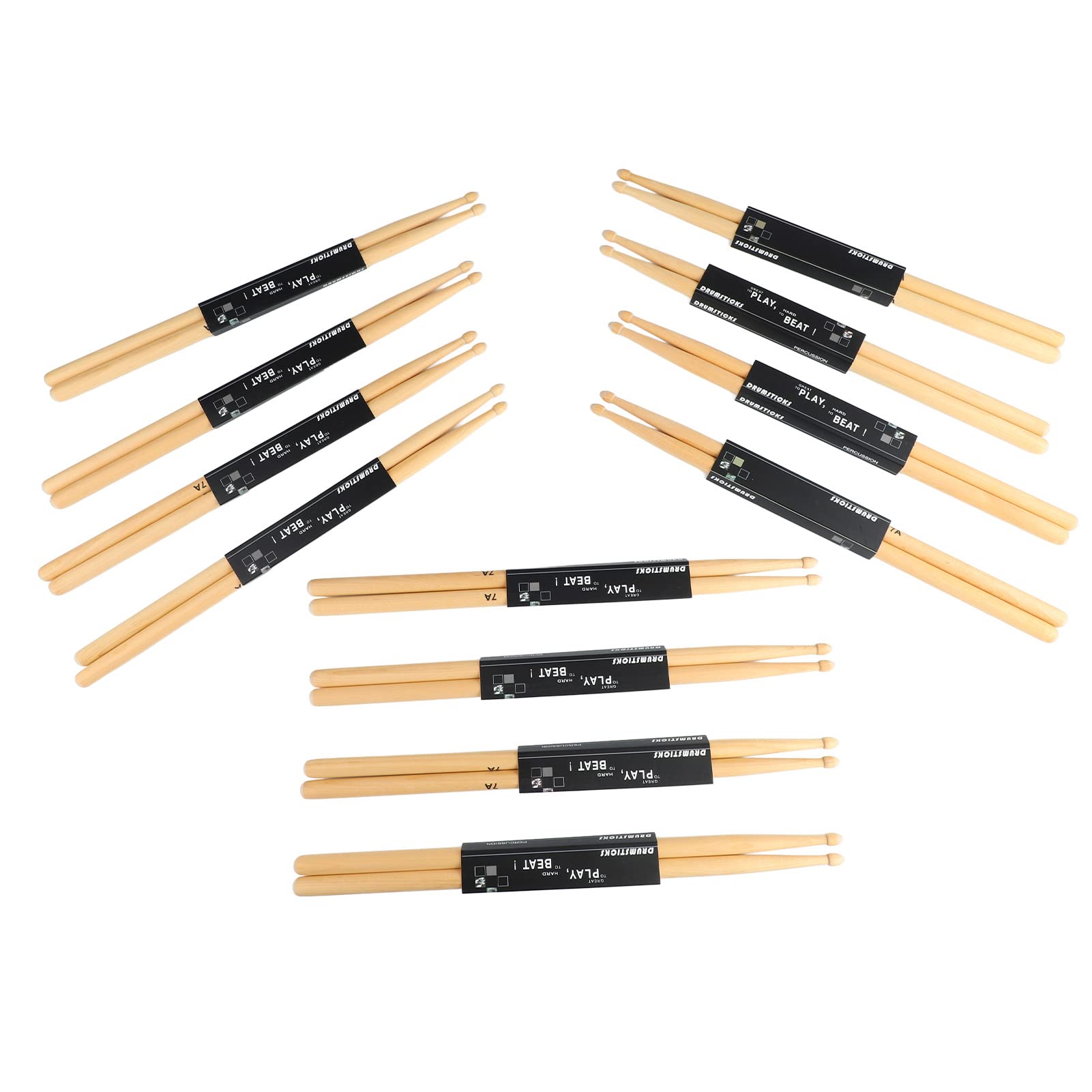 Set di bacchette 7A, bacchette in legno di acero con punta ovale, 12 paia di bacchette antiscivolo per esercitazioni, bacchette leggere e resistenti per band e uso domestico