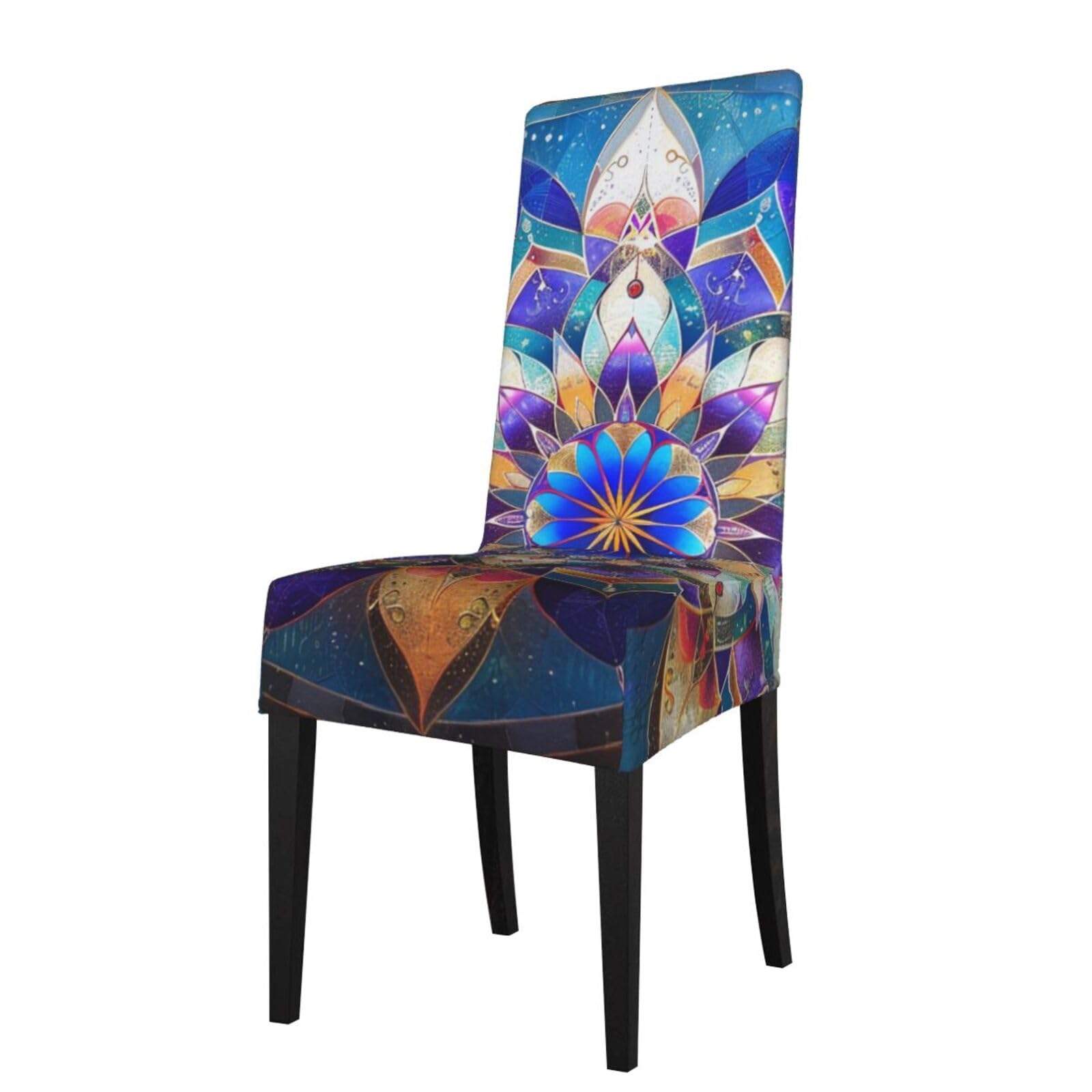 WPKJU Rectangle Mandala Print Dining Chair Covers Removable Chair Seat Covers Decorative for Kitchen & Bar Stools