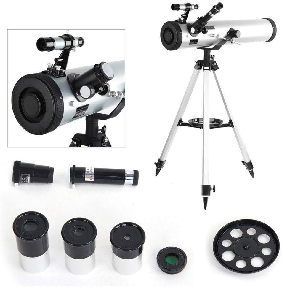 Telescopes Outdoor Astronomical Telescope Performance 700-76 Reflector Astronomical Telescope with imuthal Mount Adjustable Aluminium Tripod for Kids Beginners