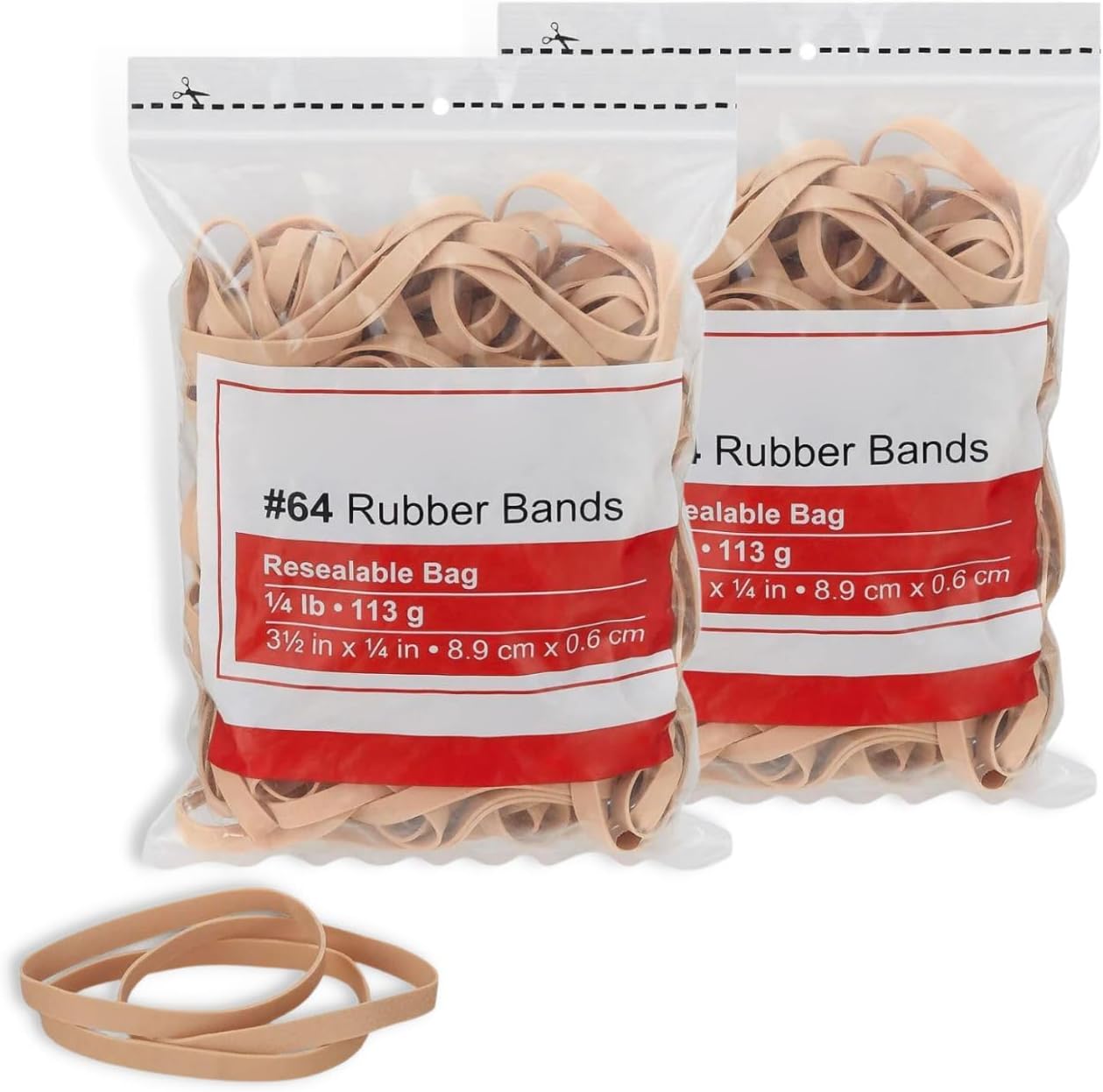 Always23 Banda de goma #64 3 12" x 14", banda de goma gruesa, bandas de goma resistentes, beige 14 lb. Paquete de 160