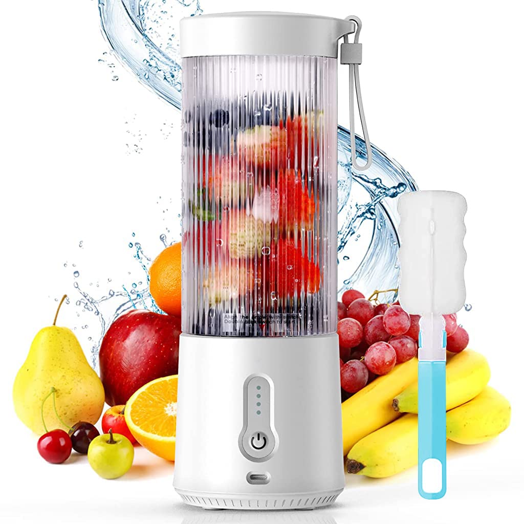 HASTHIP® Portable Juicer Blender, 4000mAh USB Rechargeable Electric Juicer for Camp, Picnic and Travel, Fresh Juicer Cup with Stronger Motor, Household Fruit Mixer for Shakes & Juice, 450ML (White)-image-14
