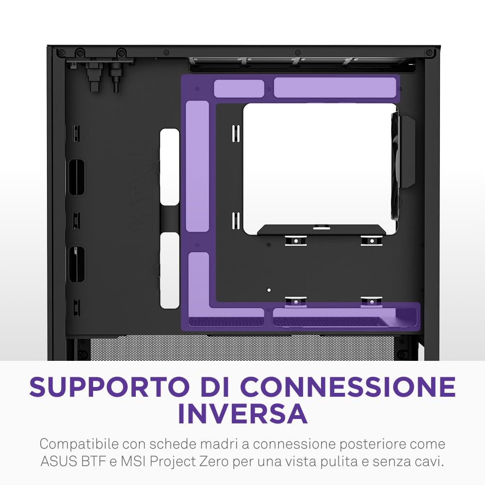 NZXT H3 Flow – Case PC Gaming Micro-ATX – Flusso d'aria ottimizzato – 1 ventola 120mm inclusa – GPU full-size – Radiatore 280mm frontale, 240mm superiore – Scheda madre con conn. posteriore – Nero