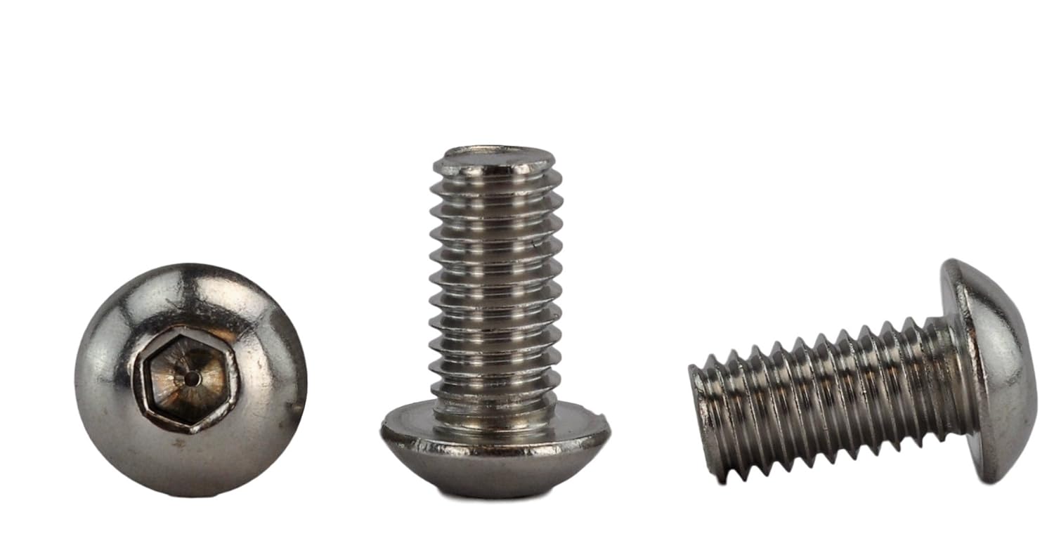 Stainless 3/8-16 x 1-3/4" (3/4" to 3" Available) Socket Button Head Cap Screws, Full Thread, Hex Drive, Stainless Steel 18-8, Coarse Thread (3/8-16 X 1-3/4), 25pc