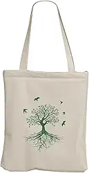 Ecobag Natureza Pássaros e Árvores Bolsa de Praia Grande Sacola de Tecido Algodao Dobrável Resistente 30x40 REC store