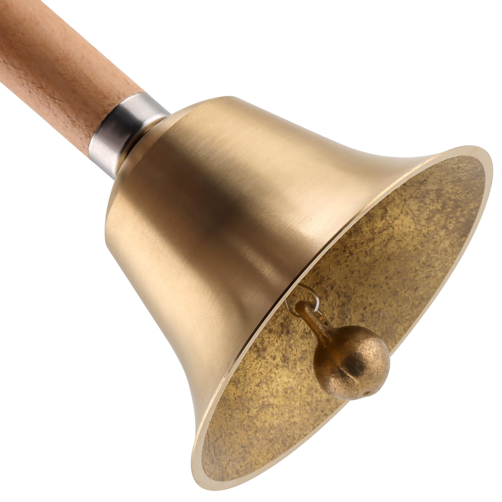 YUENPUN 2 PCS Solid Brass Hand Bell, 14.5 x 8cm Wooden Hand Bells, Loud Call Bell for Hotel Festival, Christmas,Wedding Service - Image 3