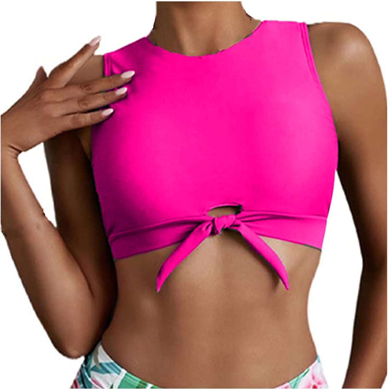 FZYLQY Women's Tie Knot Front Crop Bikini Tops