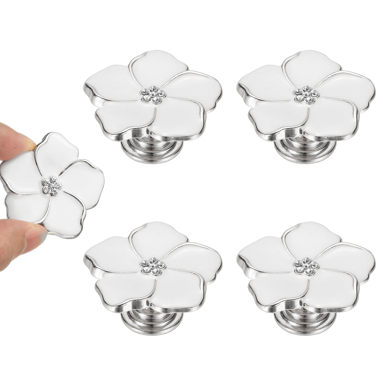 sourcing map 4pcs Kitchen Cabinet Knobs, Single Hole Cabinet Drawer Pulls for Drawers Wardrobes Furniture Decoration Silver