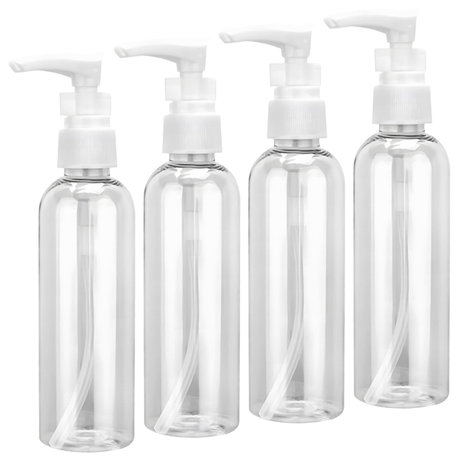 4 pezzi flacone con pompa airless da 100 ml, flaconi da viaggio trasparenti riutilizzabili in plastica, erogatore a pompa vuoto da ricaricare, ideali per cosmetici, shampoo, lozione e crema