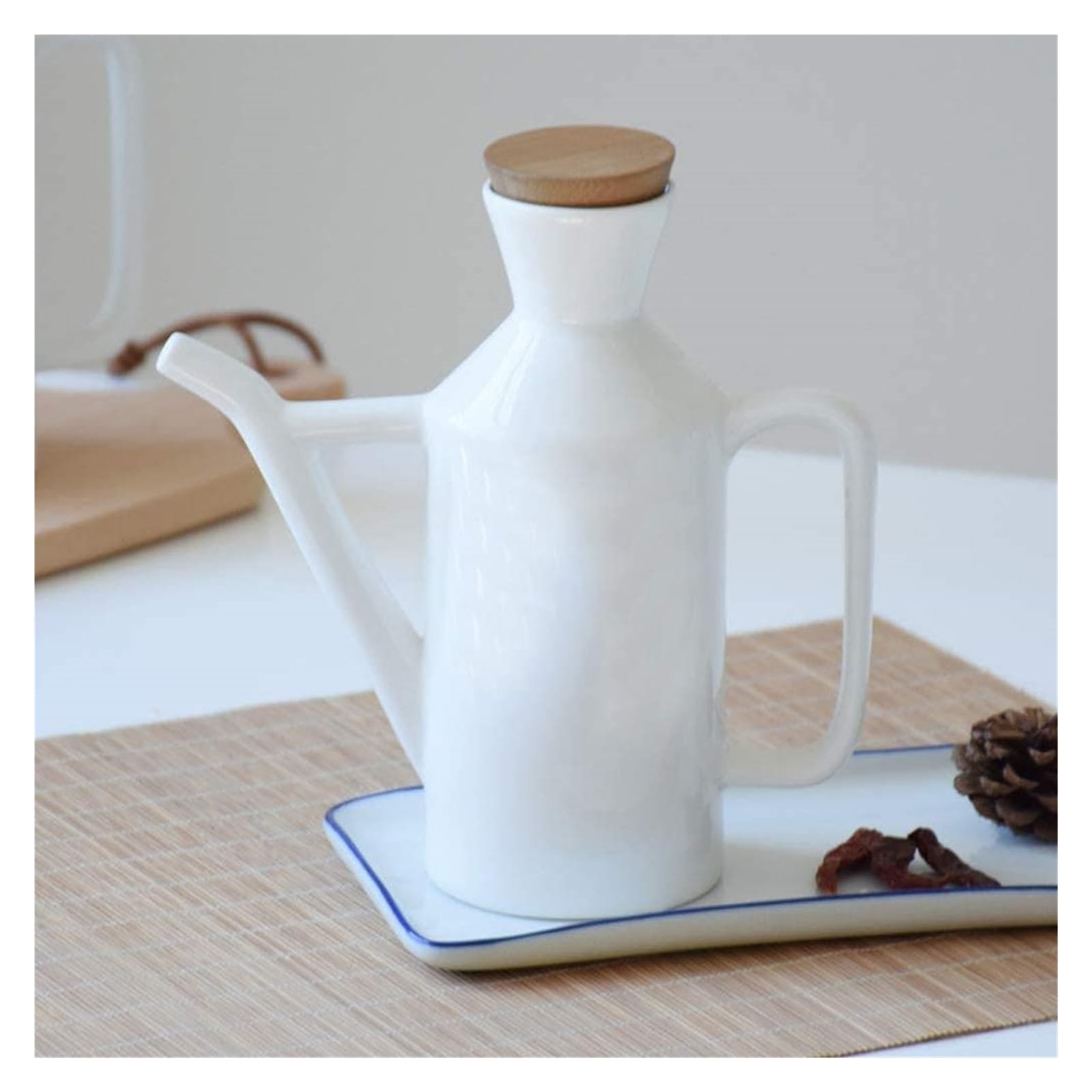 Set Olio e aceto Dispenser di aceto di Olio d'oliva Bianco in Ceramica Bottiglia di Olio di Ceramica Salsa di soia Dispenser for pentole Dispenser da Cucina A Prova di Polvere Oliera