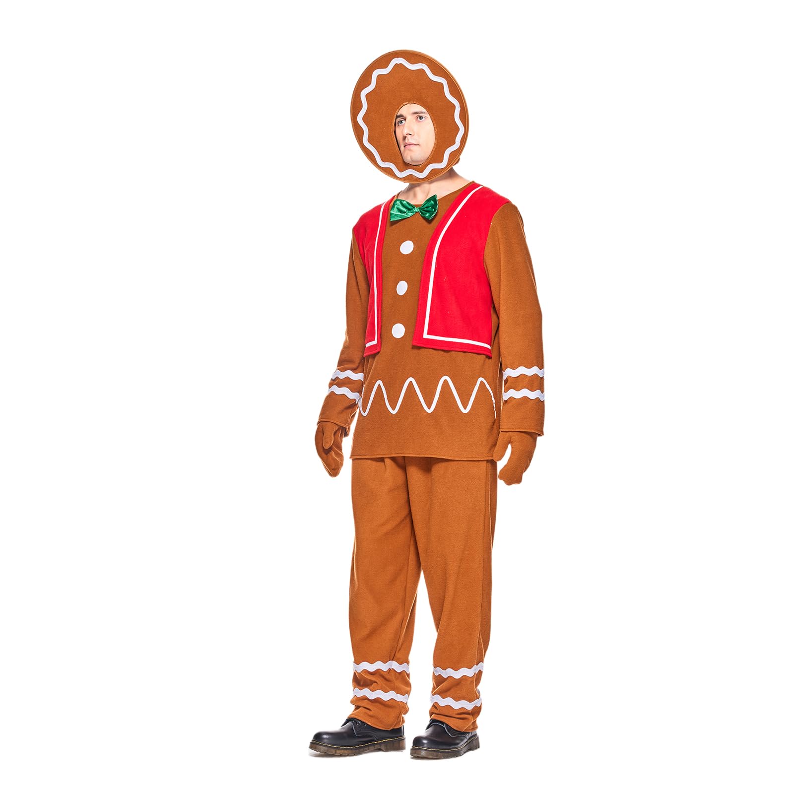 EraSpooky Erwachsene Lebkuchenmann Kostüm Deluxe Weihnachtskeks Outfits für Männer