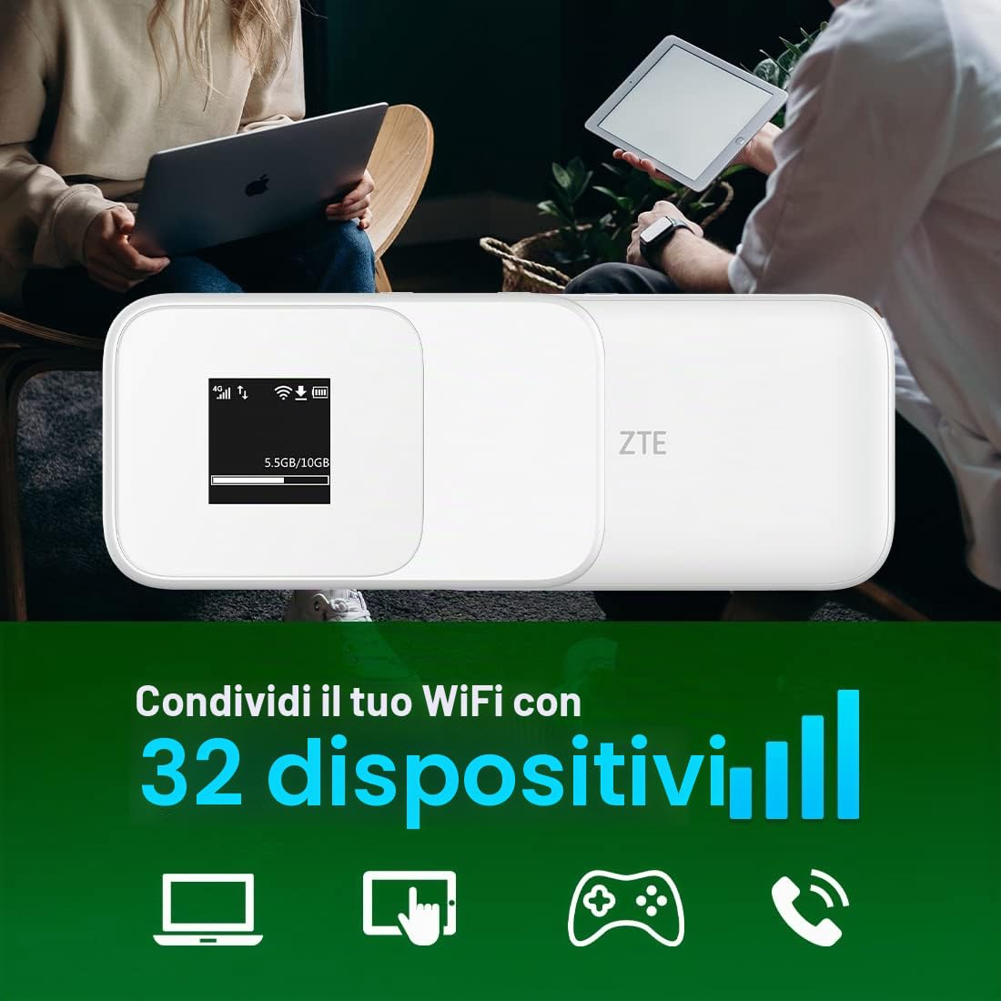 Router Zte Mf986d 4g Ufi Lte Cat12/13 1x Usb Type C, 1x Sim Socket 2x TS-9 (mf986d)