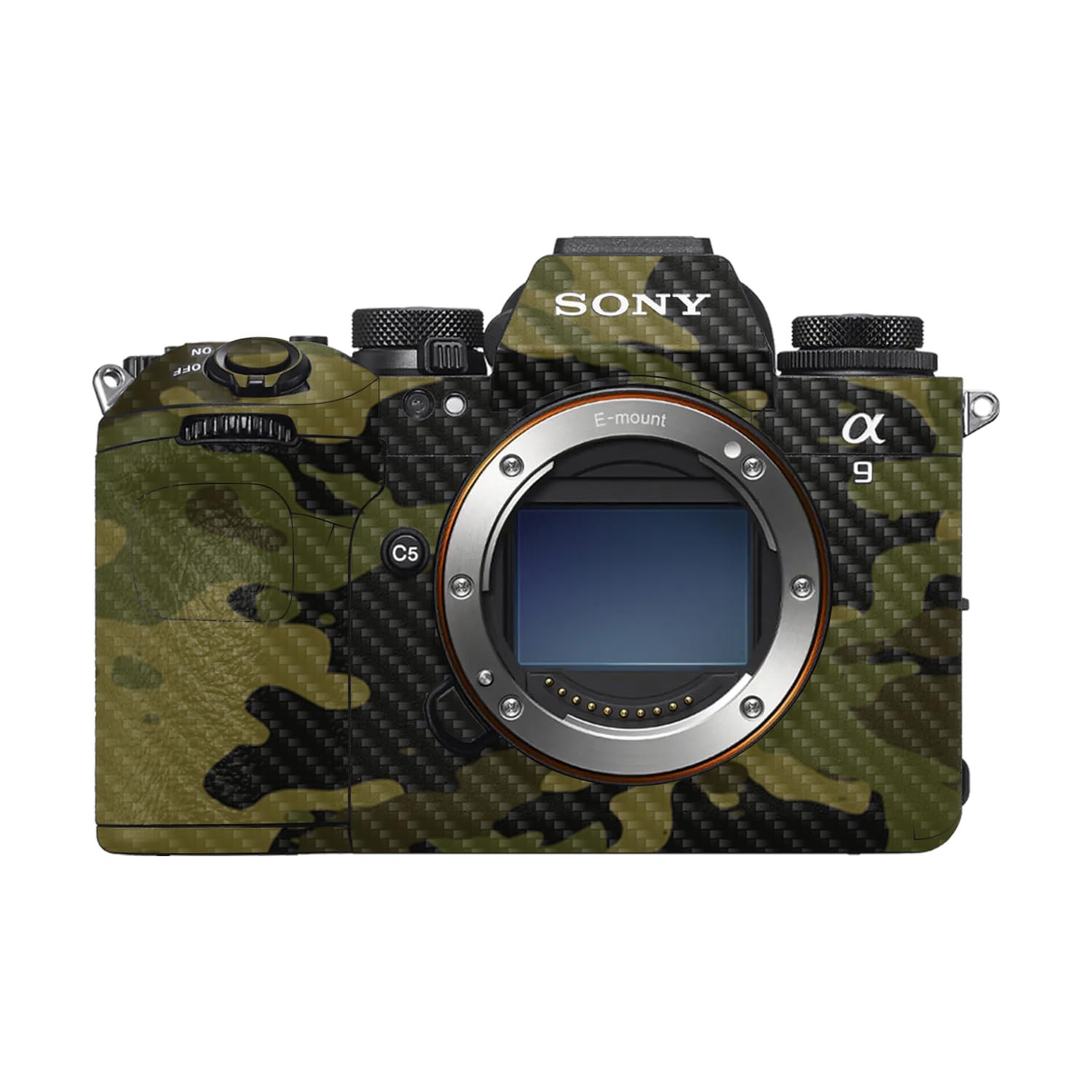 Carbon Fiber Camera Skin Compatible with Sony Alpha 9 III (2024) - Green Camouflage - Premium 3M Vinyl Protective Wrap Decal Cover - Easy to Apply | Crafted in the USA by MightySkins