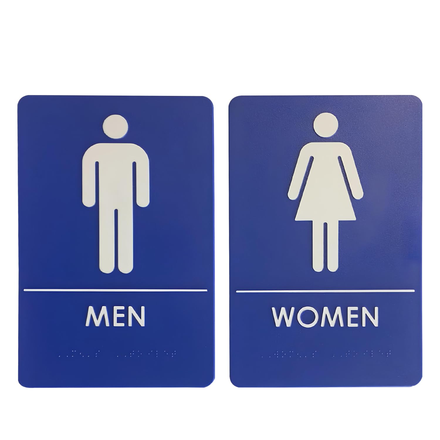 USA Made - Men's and Women's Restroom Signs ADA-Compliant Bathroom Door Signs for Offices, Businesses, and Restaurants, Black, Blue, Grey and Taupe/