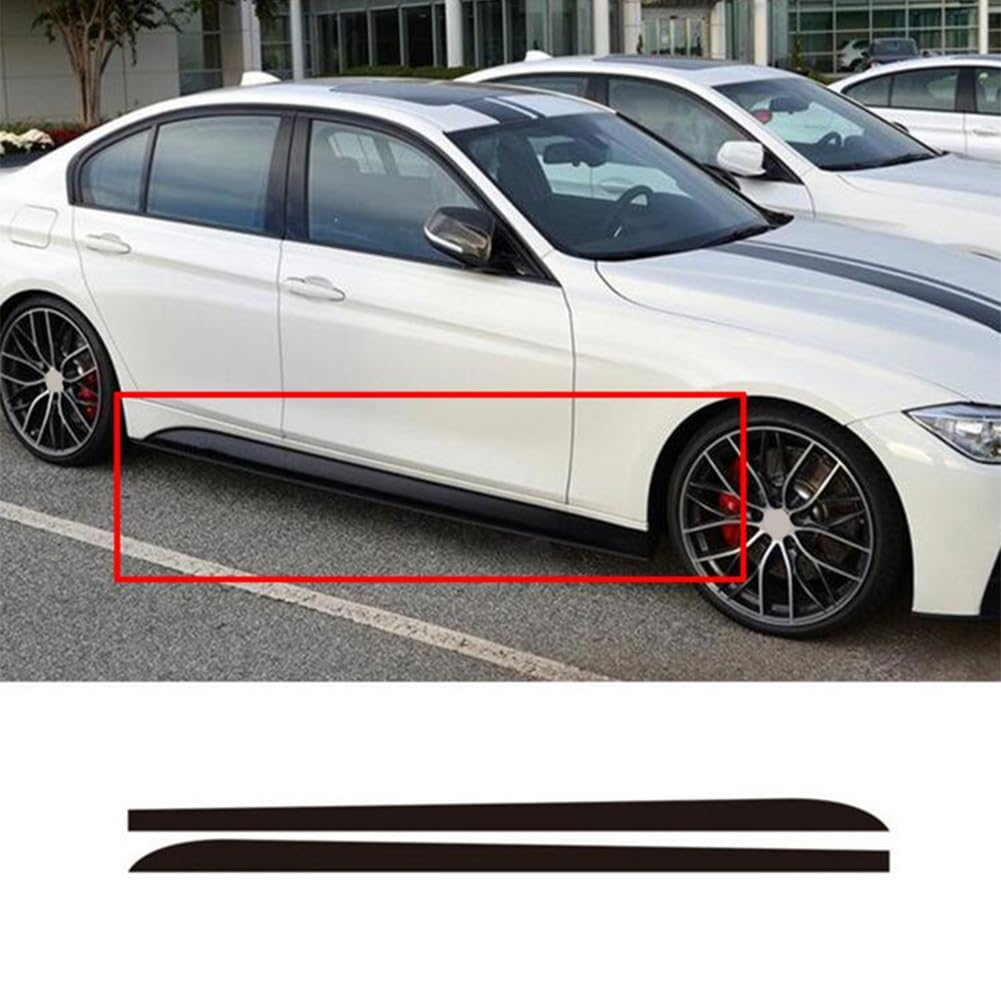 Jupes Latérales 2 Pièces pour BMW 1 3 4 5 6 Série F30 F35 F31 Décalcomanies Voiture Jupe Latérale Bas Caisse Bande Autocollants Carrosserie Accessoire(Carbon Fiber Black)