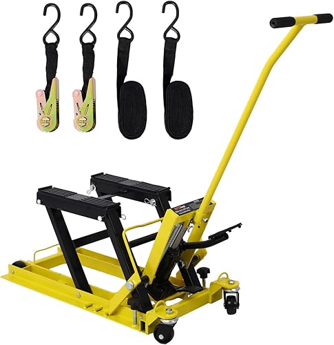 Gato elevador hidráulico para motocicleta, capacidad de 1500 libras, color amarillo, gatos de tijera, soportes para deportes de potencia, mesa