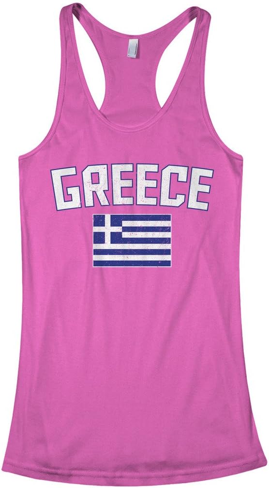 Threadrock Women's Greece Flag Racerback Tank Top