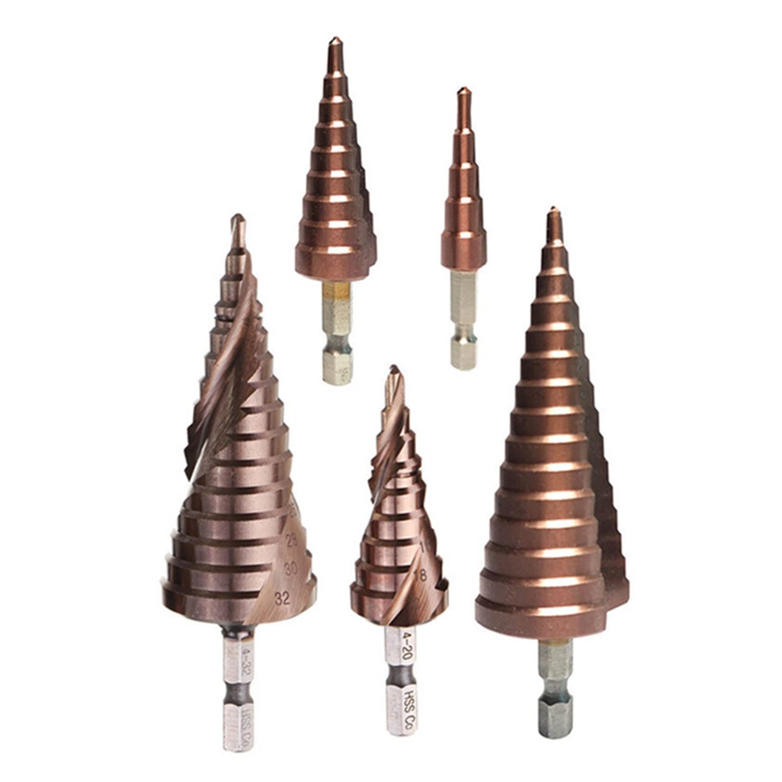 4-12/4-20/4-32/6-24/6-35mm M35 kobaltowe wiertło stopniowe HSS ze stali szybkotnącej stożkowe metalowe wiertła zestaw narzędzi (Color : Brown, Size : 6-35 Spiral 1pcs)
