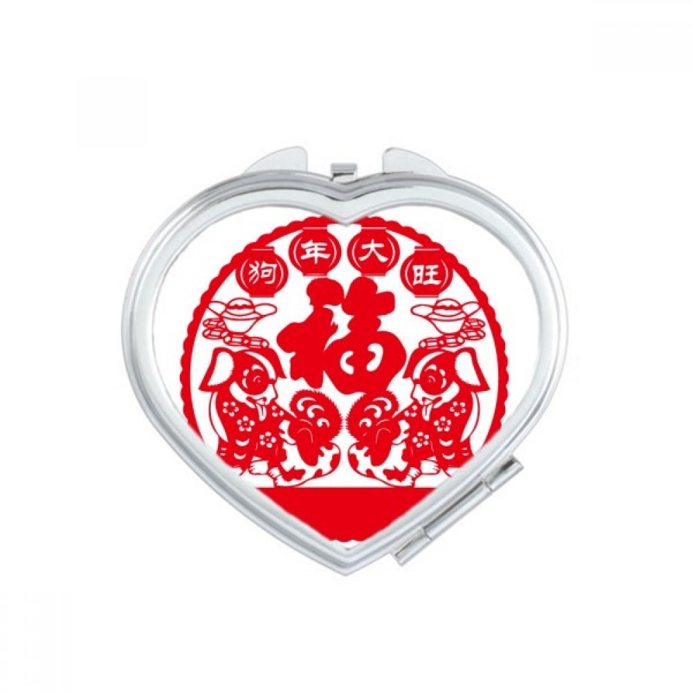 Miroir de maquillage compact fait main au design cœur multicolore