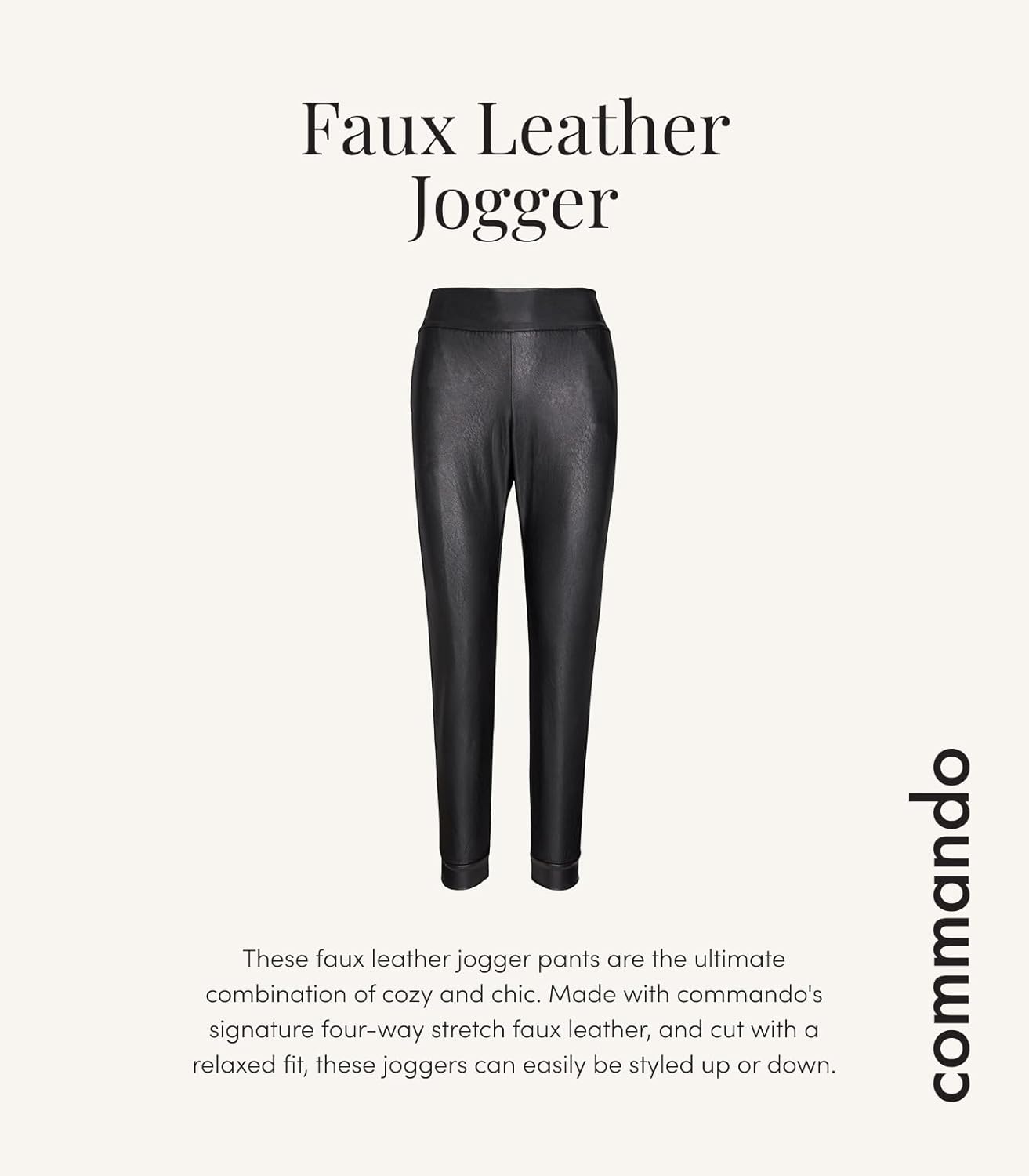 commando Women's Faux Leather Joggers - Image 4