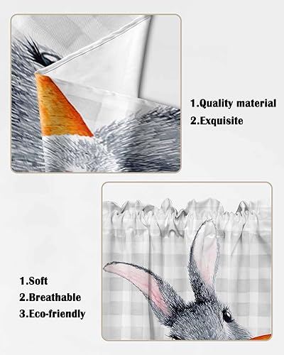 Miniatura 5 de Cenefas de cortina de Pascua con diseño de conejo, conejo, zanahoria, cenefa de Pascua para cocina, cenefas de ventana con bolsillo para barra,