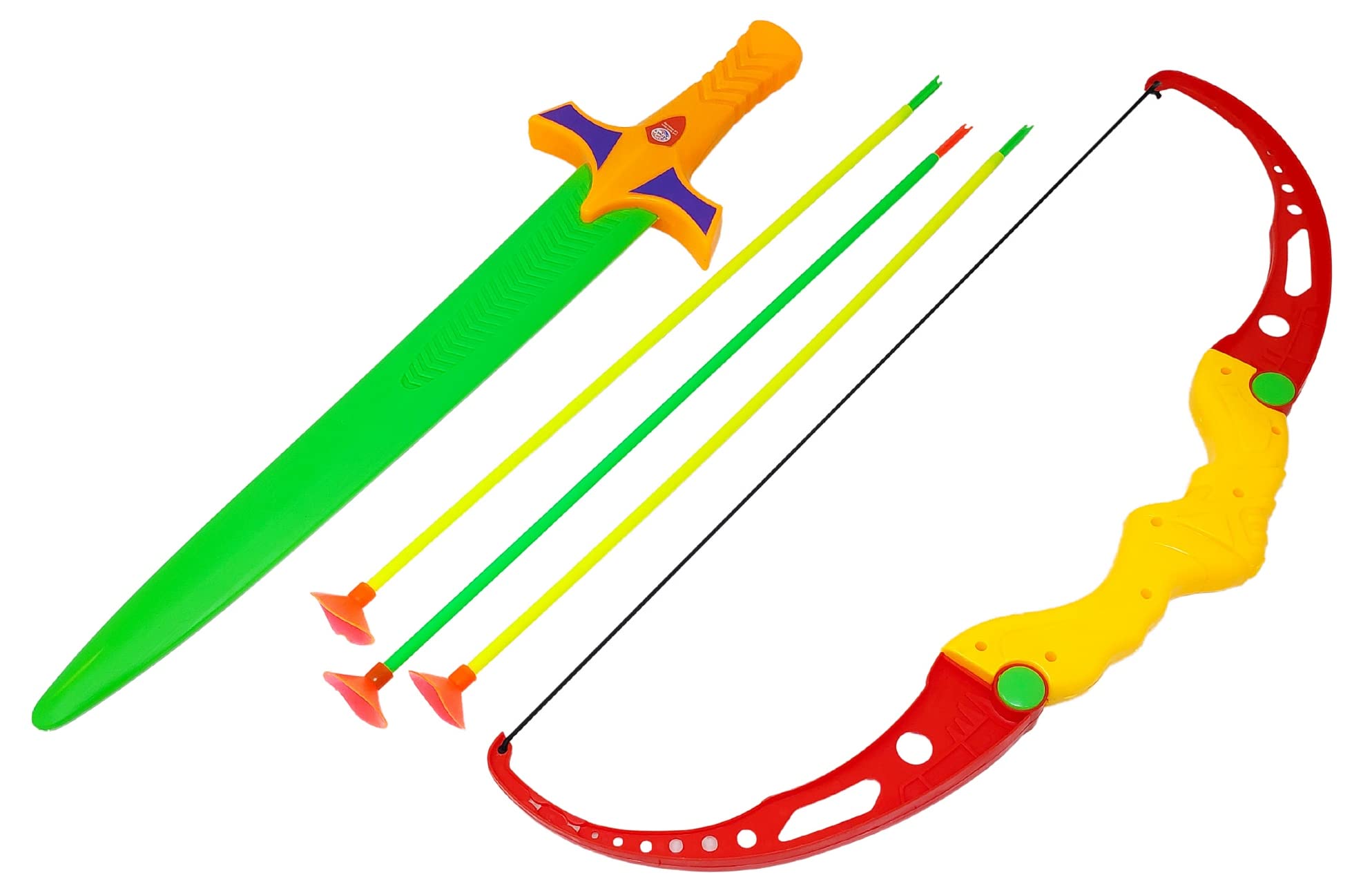 TANMAN TOYS Bow and Arrow Set with 20 Inches Sword Toy for Kids with 3 Suction Arrows | Real Archery Set for Kids for Hunting | Multi Color (B09J2VQZVL) Amazon Price History, Amazon Price Tracker