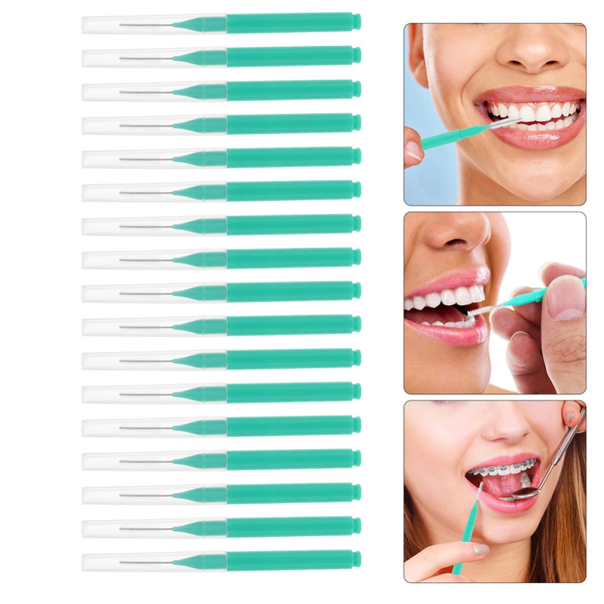 Cepillos Interdentales Verdes 200piezas Diseño Portátil y Cerdas Suaves para Limpieza Interdental Eficaz en Oficina y Viajes
