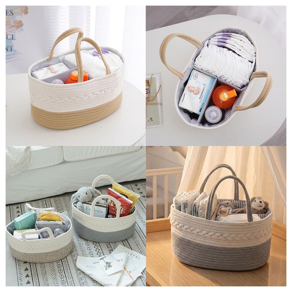Baby Windel Caddy Organizer Baumwollseil Gewebte Aufbewahrungskorb Baby-Wickeltasche Wickeltisch-Organizer Multifunktionale Aufbewahrungsbox für Windeln Babyutensilien Geschenk 1#