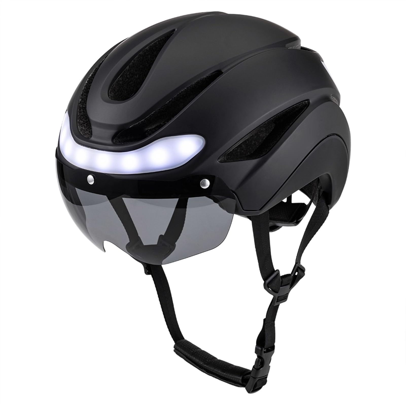 Casco Smart con Luce LED Frontale, Visiera Antiappannamento, PC | Casco da ciclismo con telecomando, batteria da 600 mAh, visiera staccabile, per pendolari adulti