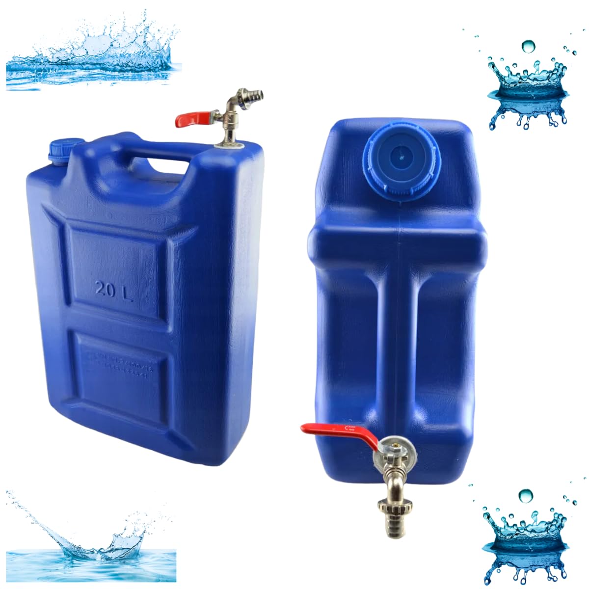 Bidón de agua de 20 l de plástico, depósito de agua con grifo, bidón de agua potable, depósito de agua, bidón de plástico, para casa, jardín, coche y camping, etc., cierre hermético